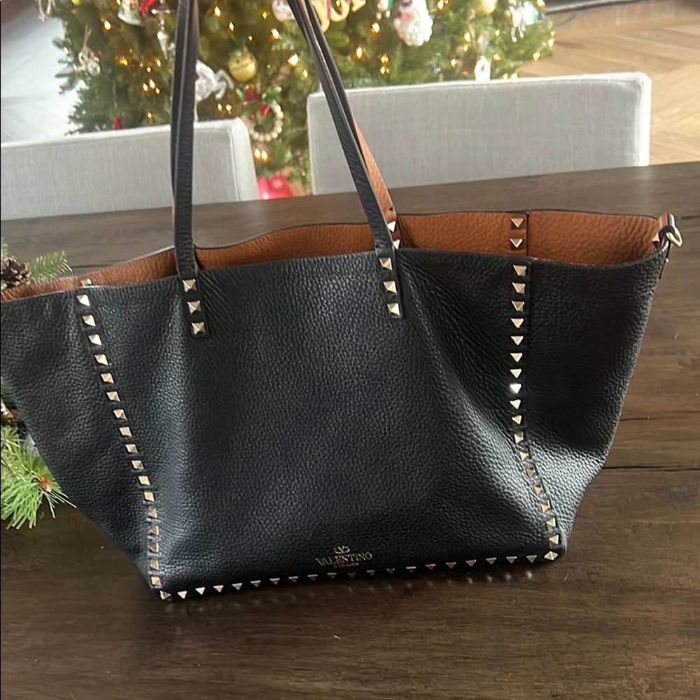 Valentino reversable Black/camel Studded Women's Bag AUTHENTIC